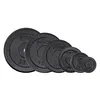 A set of black weight plates of varying sizes, arranged diagonally from largest to smallest. Náhled obrázku produktu