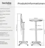 Product information and diagrams for a tectake garden bistro table. Náhled obrázku produktu