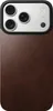 A close-up view of the back of an iPhone case with a leather texture. Produktbild-Vorschau