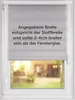 A close-up of a gray double roller blind on a window, with text overlay providing product information. Voir les images du produit