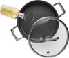 A cooking pot with oil being poured into it, and a glass lid next to it. Produktbild-Vorschau