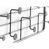 A close-up view of a black metal wall-mounted coat rack with circular hooks. Voir les images du produit