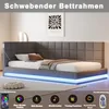 A modern bed frame with LED lighting in a bedroom setting. Produktbild-Vorschau