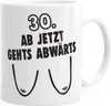 Kaffee-Tasse 30. Geburtstag Ab jetzt gehts abwärts Spruch Produktbild-Vorschau 1
