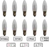 A grid of ten small light bulbs with text labels below them. Produktbild-Vorschau