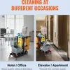 Two cleaning carts are shown in different settings: one in an office and one in an apartment hallway. Náhľad obrázku produktu