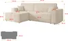 A diagram showing the dimensions of a sectional sofa, with a separate diagram showing its base. Produktbild-Vorschau