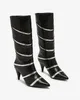 Schwarz-silberne Damenstiefel mit Stöckelabsatz und Produktbild-Vorschau 5