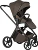 A brown stroller is shown against a white background. Náhled obrázku produktu