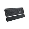 A black keyboard and wrist rest are shown against a white background. Produktbild-Vorschau