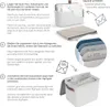 Instructional image showing how to use the Rotho MyPaper archive box and its accessories. Produktbild-Vorschau