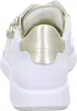 The back view of a white sneaker with gold accents. Podgląd zdjęcia produktu