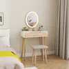 Puluomis Coiffeuse avec éclairage LED miroir ovale,tabouret Voir les images du produit 2