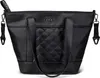 A black leather tote bag with quilted detailing. Produktbild-Vorschau