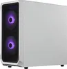 A white computer tower with purple LED fans. Produktbild-Vorschau