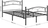 A black metal bed frame with dimensions indicated. Podgląd zdjęcia produktu