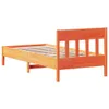 A wooden bed frame with a slatted base, shown from the side against a white background. Produktbild-Vorschau