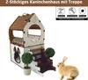Jungengel Kaninchenhaus XL 2 Etagen Treppe Indoor Creme Produktbild-Vorschau 4