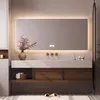 Wandhängendes Badmöbel-Set Travertin-Look mit Sinterstein Produktbild-Vorschau 2