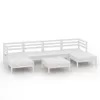 The Living Store 7-tlg. Garten-Lounge-Set Weiß Massivholz Produktbild-Vorschau 2
