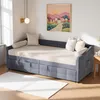 UnboxG Rozkládací pohovka 90×200 cm Šedá sametová, Náhled obrázku produktu 2