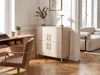 BELIANI Sideboard Beige Stahl Halbhoch Schmal mit Goldenen Produktbild-Vorschau 2