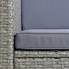 Close-up of a grey polyrattan chair with a blue cushion. Produktbild-Vorschau