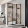 Kleiderschrank - 110x50x160 cm weiß - 3 Glastüren & Produktbild-Vorschau 2