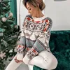 ASKSA Damen Colorblock Rundhals Pullover Weihnachtspullover Produktbild-Vorschau 2