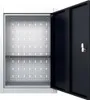 An open metal tool cabinet with a pegboard interior and a shelf. Náhľad obrázku produktu