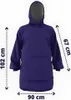A purple hooded blanket with sleeves, shown flat with measurement indicators. Anteprima dell’immagine prodotto