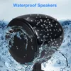 A black speaker is shown with water splashing around it, indicating it is waterproof. Náhled obrázku produktu