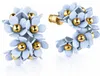 LUISIA® Halb Creolen Ohrstecker "Mia" mit Blüten | Hellblau Produktbild-Vorschau 5