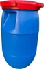 A blue barrel with a red lid, isolated on a white background. Produktbild-Vorschau