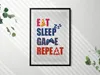 Inschrift für einen Gamer „Eat sleep game repeat“– Wandbild Produktbild-Vorschau 2