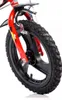 Close-up of the front wheel and fork of a red children's bicycle. Náhľad obrázku produktu