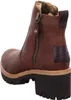 A brown leather boot with a thick sole and fur lining, shown from the side and back. Produktbild-Vorschau