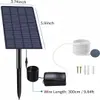 A solar-powered pond aerator kit is displayed against a white background, showing its components and dimensions. Produktbild-Vorschau