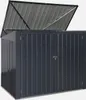 A dark gray metal trash can enclosure with its lid open, shown against a white background. Anteprima dell’immagine prodotto