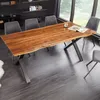 Baumkante Esstisch ARBOL 180cm massive Akazie X-Gestell Produktbild-Vorschau 1