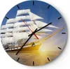 Wanduhr - Rund - Glasuhr - Yacht Meer Welle - 30x30cm - Produktbild-Vorschau 1