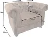 A vintage-style armchair with dimensions indicated by measurement lines and text. Náhled obrázku produktu