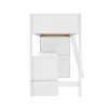 A white loft bed with a desk and drawers underneath, shown from the side. Produktbild-Vorschau