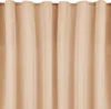 A close-up view of a beige curtain with vertical pleats. Produktbild-Vorschau
