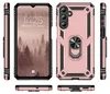Multiple views of a rose gold and black phone case with a ring holder. Produktbild-Vorschau