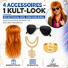 4 in 1 Vokuhila Kostüm Set – 80er 90er Goldkette, Brille Produktbild-Vorschau 3