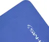 A close-up view of a blue yoga mat with a textured surface and a white logo. Voir les images du produit