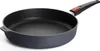 A black frying pan with a black handle and a red accent on a white background. Produktbild-Vorschau