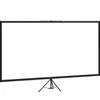 A white projection screen on a tripod stand against a white background. Produktbild-Vorschau
