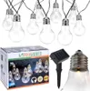 A product shot of solar-powered LED string lights with a box and solar panel. Anteprima dell’immagine prodotto